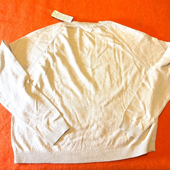 Cream sand linen blend raglan-sleeve lightweight knit sweater NWT - Picture 7 of 8